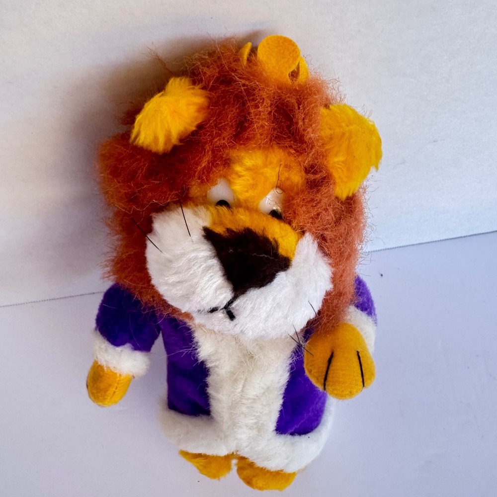 VTG 1993 Liberty Toy King Lion‎ Plush 10 Inch Stuffed Animal Purple Robe Crown